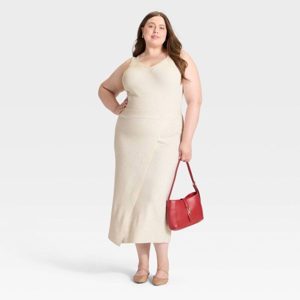 A New Day - Women's Wrap Column Midi Skirt - A New Day Oatmeal Off-White